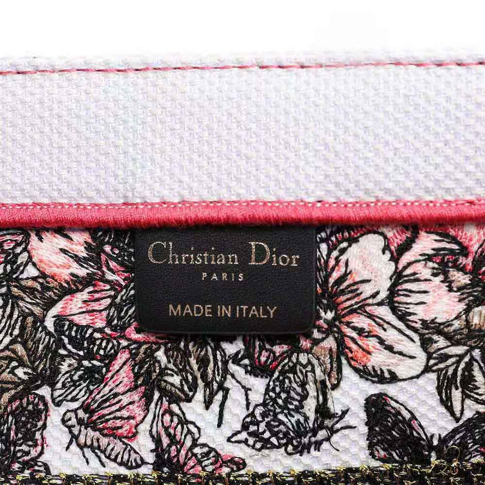 Large Dior Book Tote Beige Multicolor Butterfly Bandana Embroidery