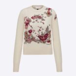Dior Women Sweater White Cashmere with Multicolor Butterfly Motif