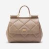 Dolce Gabbana D&G Women Medium Sicily Bag in Quilted Calfskin-Beige