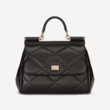 Dolce Gabbana D&G Women Medium Sicily Bag in Quilted Calfskin-Black