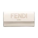 Fendi Women Continental Pink Leather Wallet Fastened with a Snap Button-White