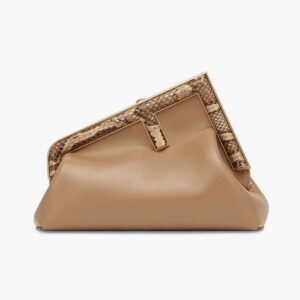 Fendi First Small - White leather bag with exotic details