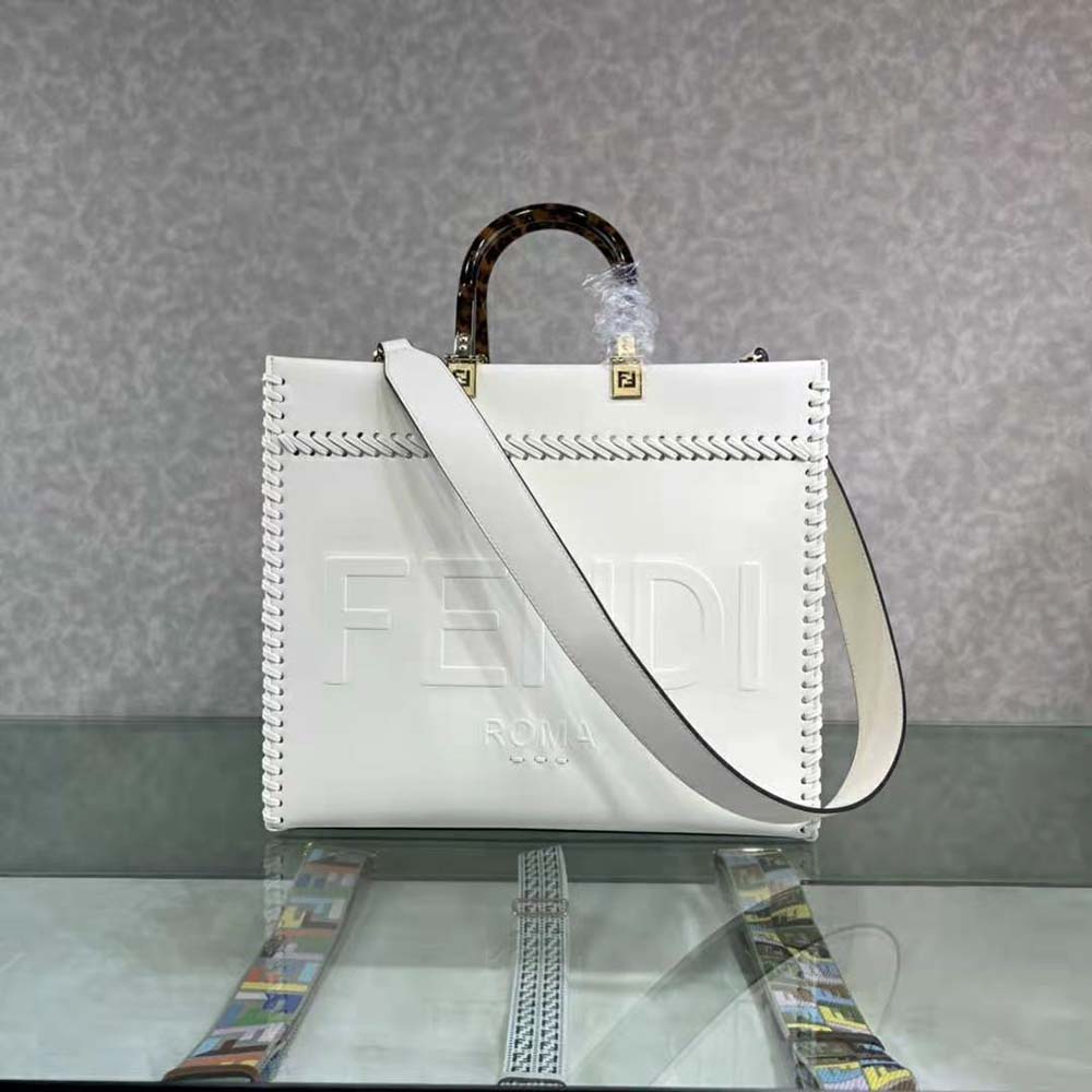 Fendi Sunshine Medium - White leather shopper