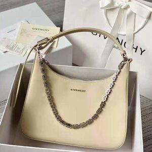 Givenchy Women Medium Moon Cut Out Bag in Leather-Beige