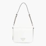 Prada Women Brushed Leather Shoulder Bag-White