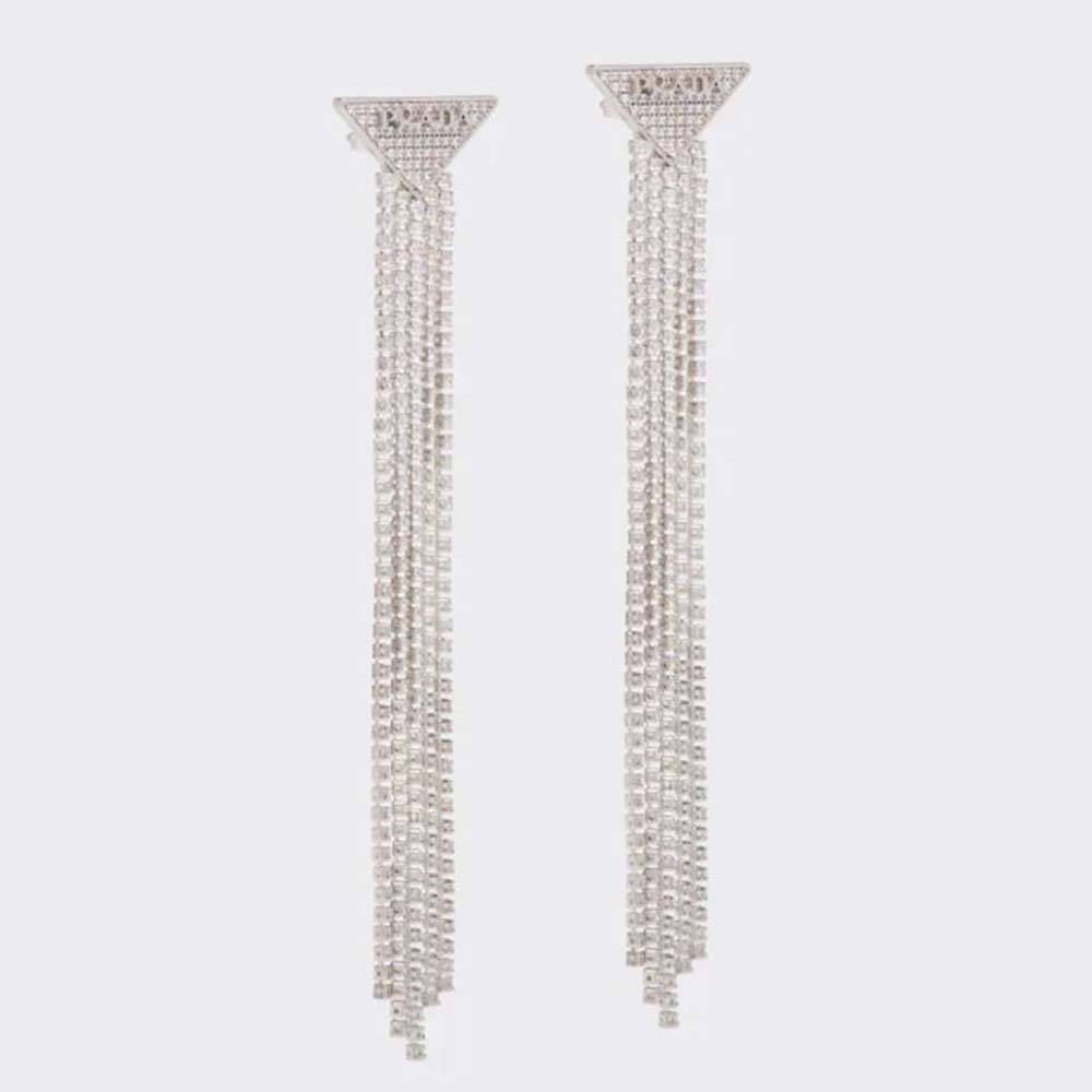 Prada Women Crystal Logo Jewels Zirconia Earrings 1 Prada Women Crystal Logo Jewels Zirconia Earrings