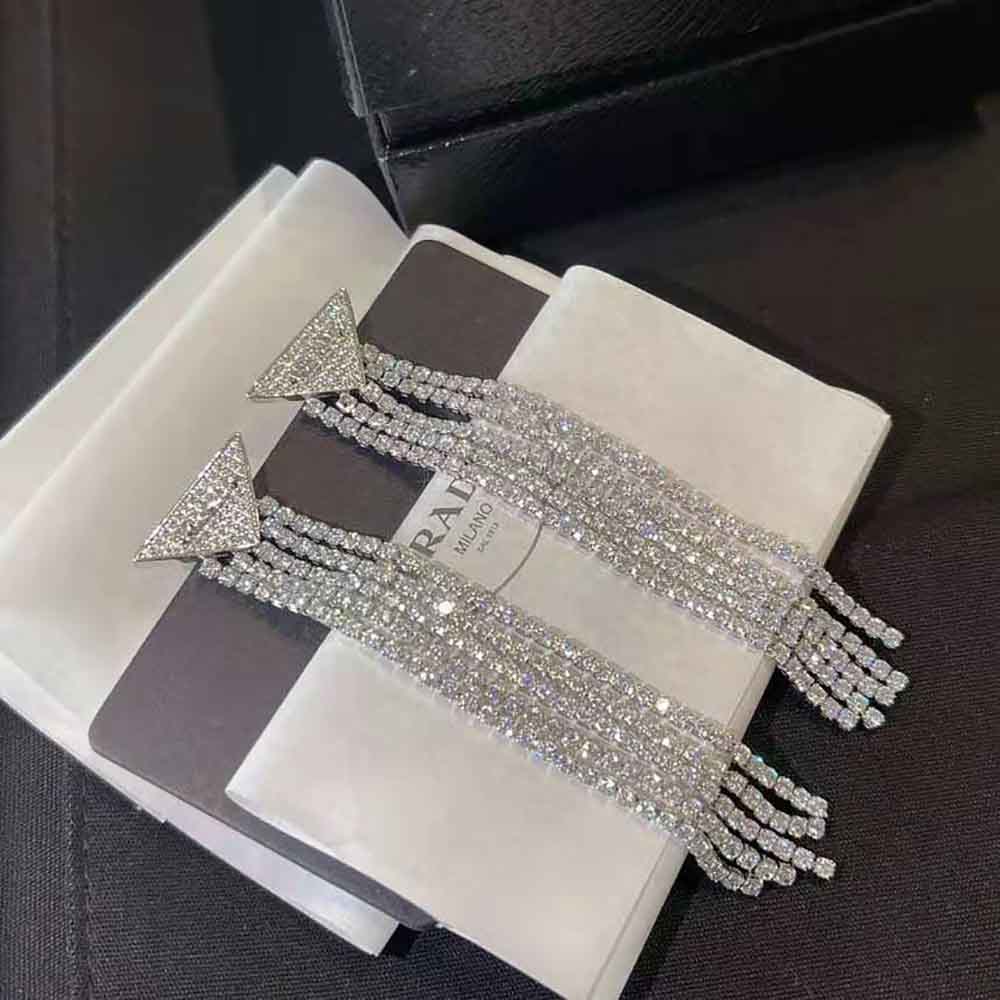 Prada Women Crystal Logo Jewels Zirconia Earrings 4 Prada Women Crystal Logo Jewels Zirconia Earrings - Image 4