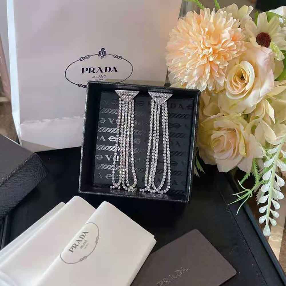 Prada Women Crystal Logo Jewels Zirconia Earrings 2 Prada Women Crystal Logo Jewels Zirconia Earrings - Image 2