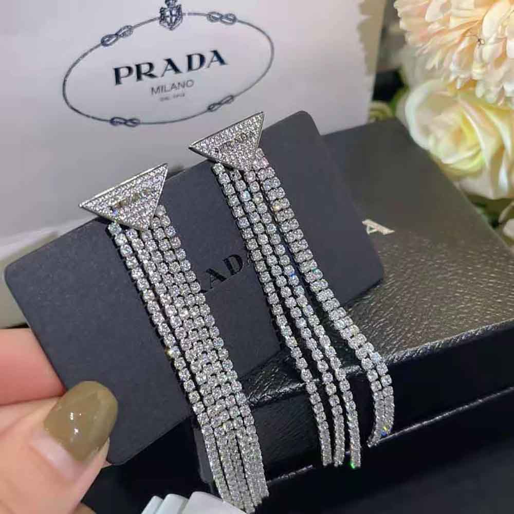 Prada Women Crystal Logo Jewels Zirconia Earrings 3 Prada Women Crystal Logo Jewels Zirconia Earrings - Image 3