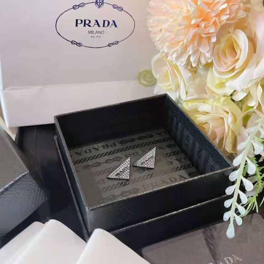 Prada Women Crystal Logo Jewels Zirconia Earrings-Silver 2 Prada Women Crystal Logo Jewels Zirconia Earrings-Silver - Image 2