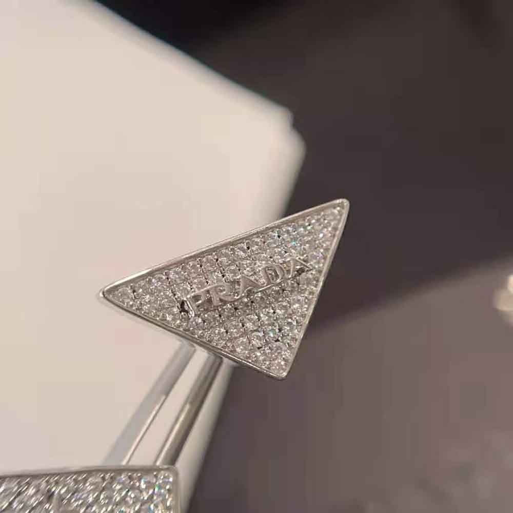 Prada Women Crystal Logo Jewels Zirconia Earrings-Silver 5 Prada Women Crystal Logo Jewels Zirconia Earrings-Silver - Image 5