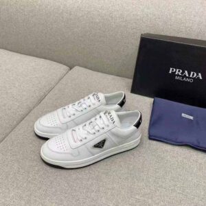 Prada Women Downtown Perforated Leather Sneakers-White