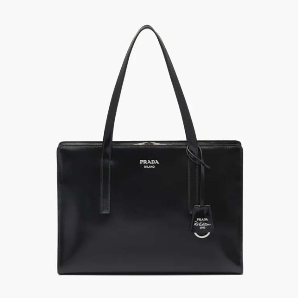 Prada Women Re-Edition 1995 Brushed-Leather Medium Handbag-Black 1 Prada Women Re-Edition 1995 Brushed-Leather Medium Handbag-Black