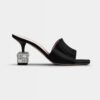Roger Vivier Women Cube Strass Heel Mules in Satin-Black