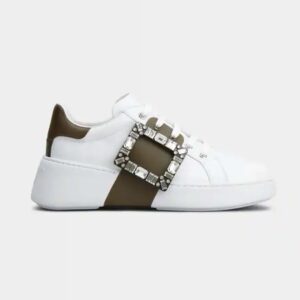 Roger Vivier Women Viv Skate Strass Buckle Sneakers in Soft Leather
