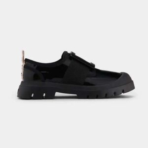 Roger Vivier Women Walky Viv Lacquered Buckle Sneakers in Leather-Black