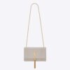 Saint Laurent YSL Women Kate Medium with Tassel in Crocodile-Embossed Shiny Leather-White