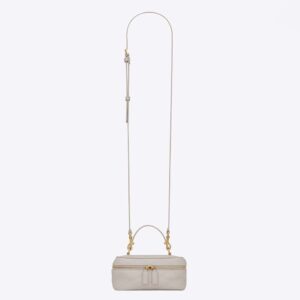 Saint Laurent YSL Women Mini Saint Laurent Vanity Case in Quilted Lambskin-White