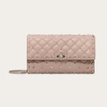 Valentino Women Rockstud Spike Nappa Leather Crossbody Clutch Bag-Pink
