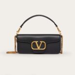 Valentino Women Vlogo Signature Calfskin Shoulder Bag-Black