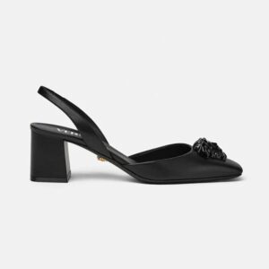 Versace Women La Medusa Leather Sling-Back Pumps-Black