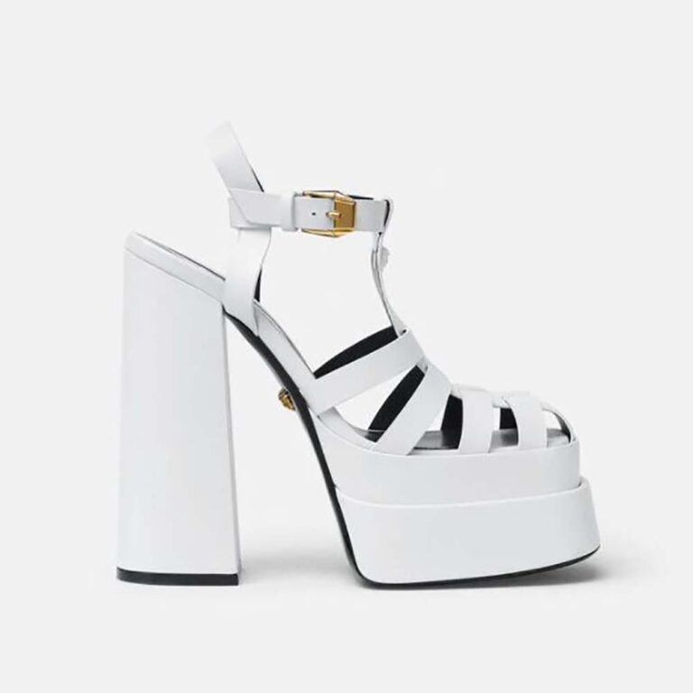 Versace Women La Medusa Platform Sandals in Calf Leather-Black