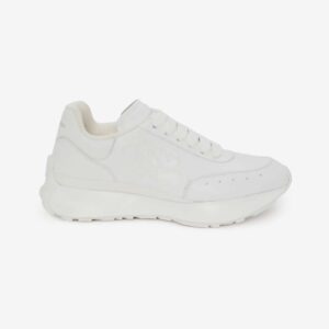 Alexander Mcqueen Unisex Sprint Runner in Calf Leather-White