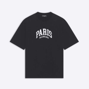 Balenciaga Men Cities Paris T-shirt Medium Fit in Black