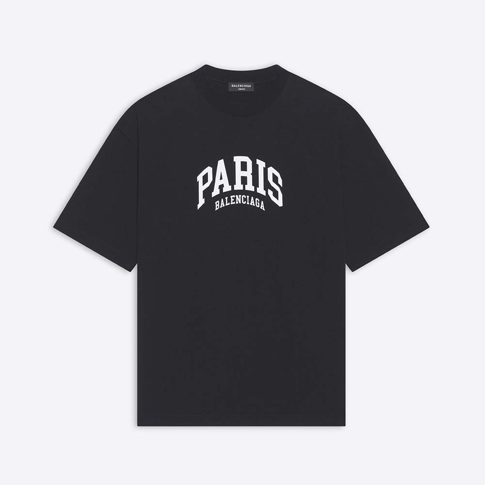 Balenciaga Men Cities Paris T-shirt Medium Fit in Black