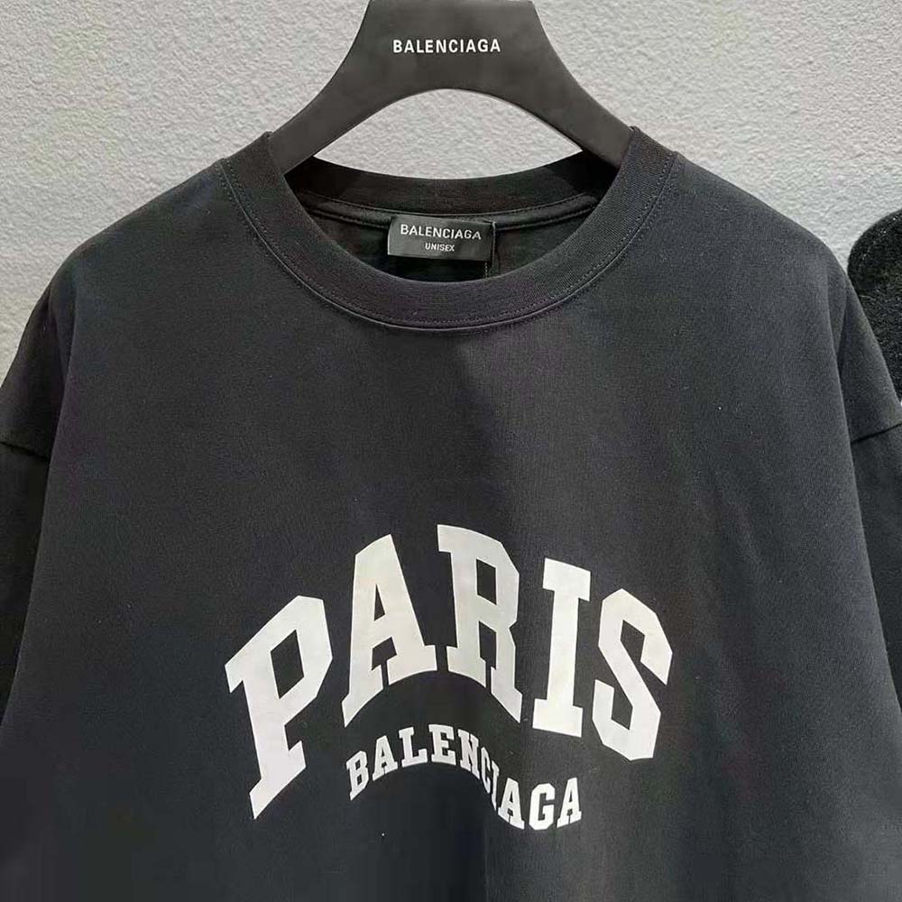 Balenciaga Men Cities Paris T-shirt Medium Fit in Black