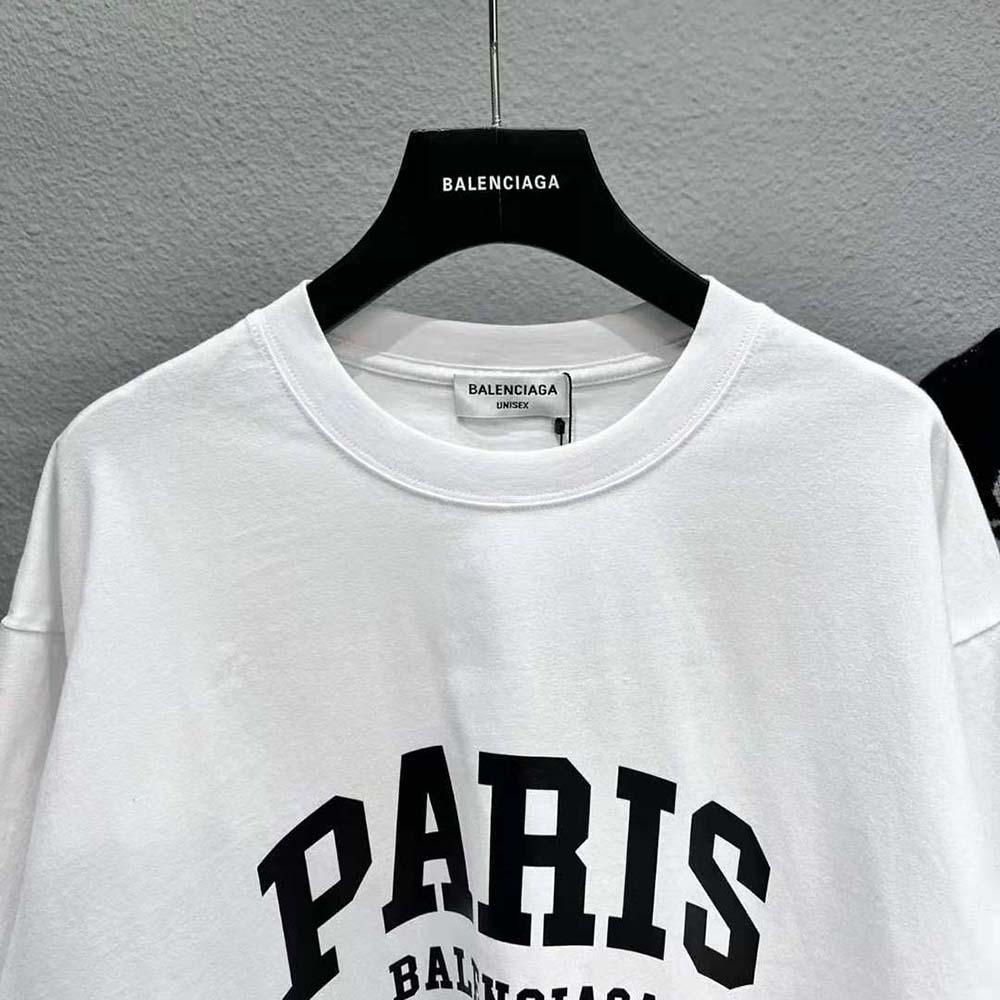 Balenciaga Men Cities Paris T-shirt Medium Fit in White