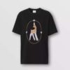 Burberry Women Deer Graphic Cotton Oversized T-shirt-Black