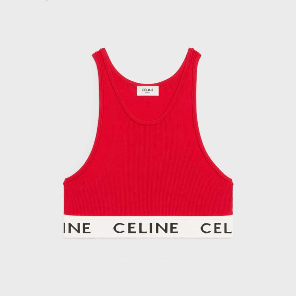 Celine Women Athletic Knit Bra Top-Red