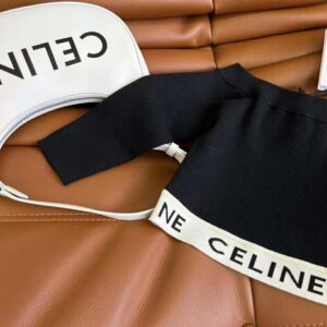 Celine SS21 Black Ribbed Crop Top - size M, Women's Fashion, Tops