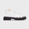 Celine Women Clea Triomphe Gladiator Chunky Sandal in Vegetal Calfskin-White