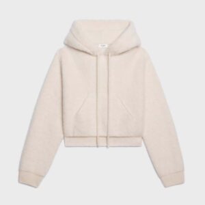 Celine Women Sweater with Hood in Micro Fur Alpaca Wool