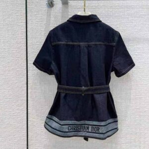 Dior Women Denim Couture Short-Sleeved Belted Jacket