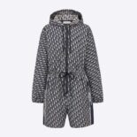 Dior Women Hooded Romper Blue Technical Taffeta Jacquard