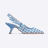 Dior Women J Adior Slingback Pump Cornflower Blue Cotton Embroidery with Micro Houndstooth Motif 11 Dior Women J Adior Slingback Pump Cornflower Blue Cotton Embroidery with Micro Houndstooth Motif
