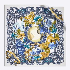 Dior Women Le Monde Square Scarf Multicolor Silk Twill