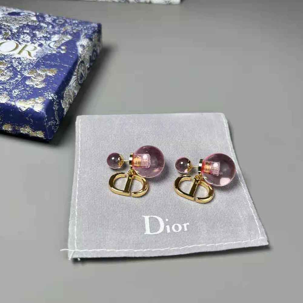 Dior - Dior Tribales Earrings Pink-finish Metal with Pink Resin Pearls and White Crystals - Women Jewelry