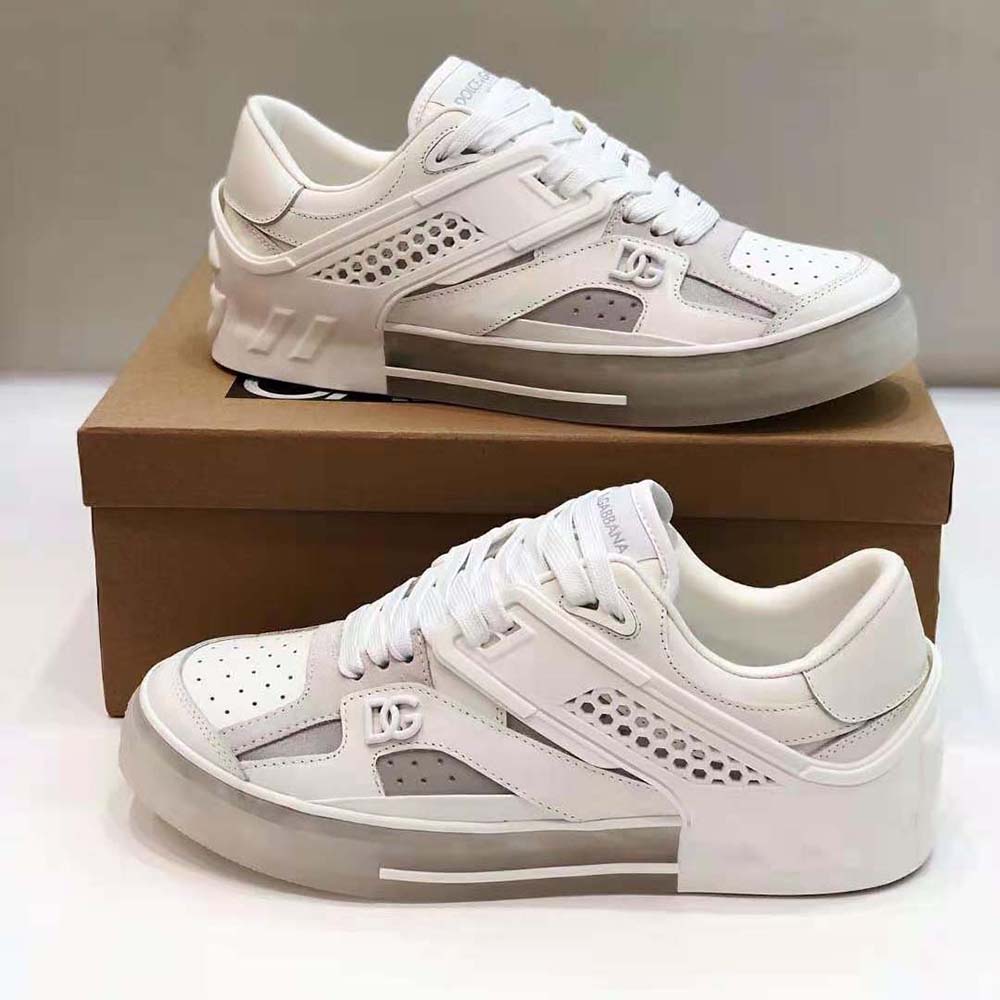 Dolce & Gabbana Mixed-Material Custom 2.Zero Sneakers White/Black For Men  DG Shoes - Elite Outfits in 2023