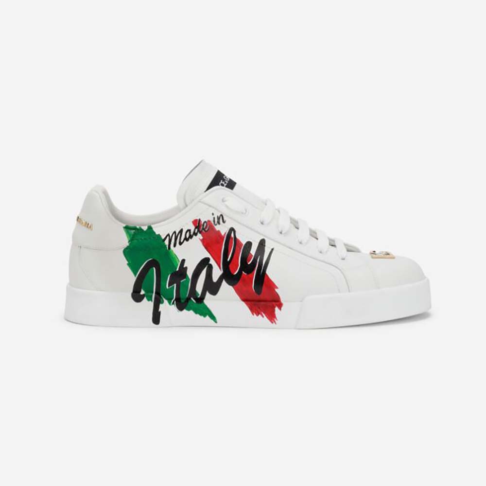 dolce gabbana printed calfskin portofino sneakers