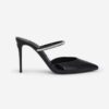 Dolce Gabbana D&G Women Polished Calfskin Mules with Embroidery-Black