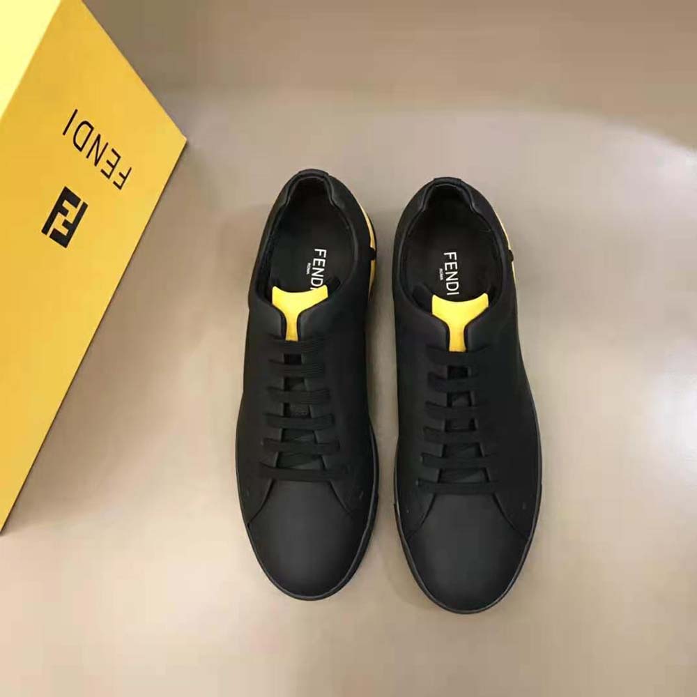 Fendi Men Sneakers Black Leather Low-Tops Rubber Cupsole 2 Fendi Men Sneakers Black Leather Low-Tops Rubber Cupsole - Image 2