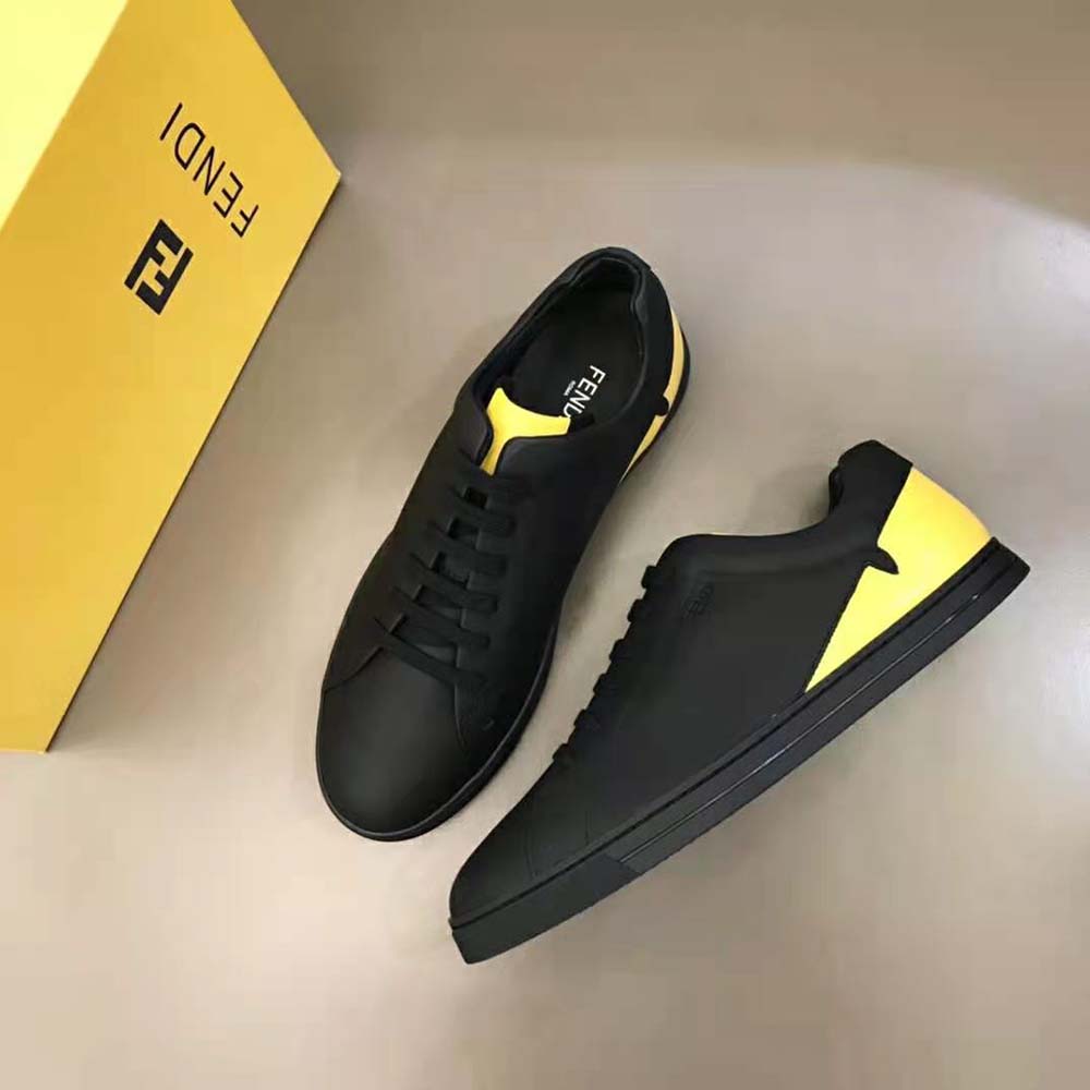 Fendi Men Sneakers Black Leather Low-Tops Rubber Cupsole 3 Fendi Men Sneakers Black Leather Low-Tops Rubber Cupsole - Image 3