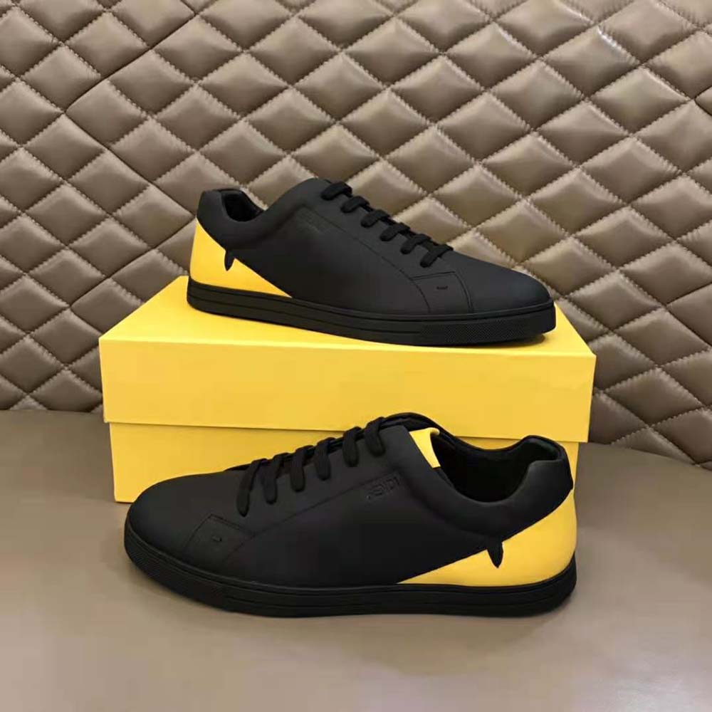 Fendi Men Sneakers Black Leather Low-Tops Rubber Cupsole 5 Fendi Men Sneakers Black Leather Low-Tops Rubber Cupsole - Image 5