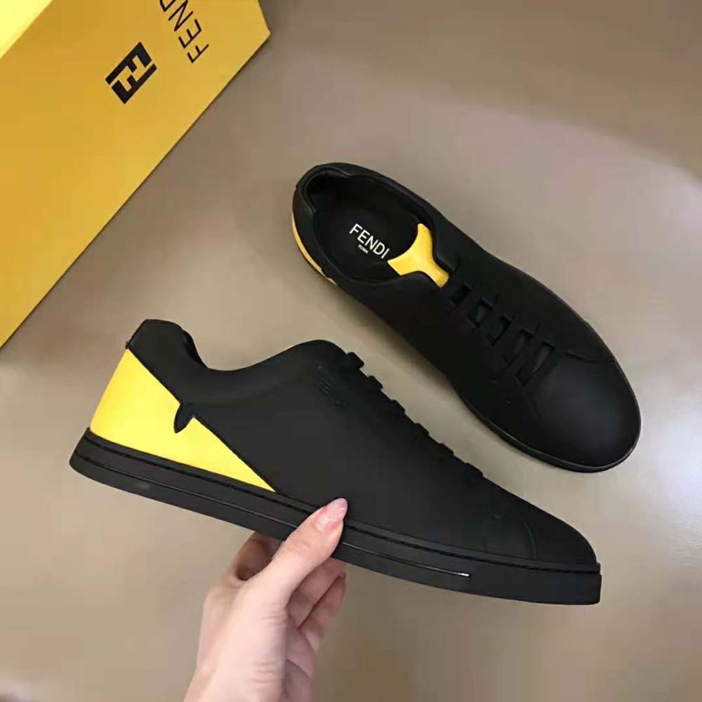 Fendi Men Sneakers Black Leather Low-Tops Rubber Cupsole 4 Fendi Men Sneakers Black Leather Low-Tops Rubber Cupsole - Image 4