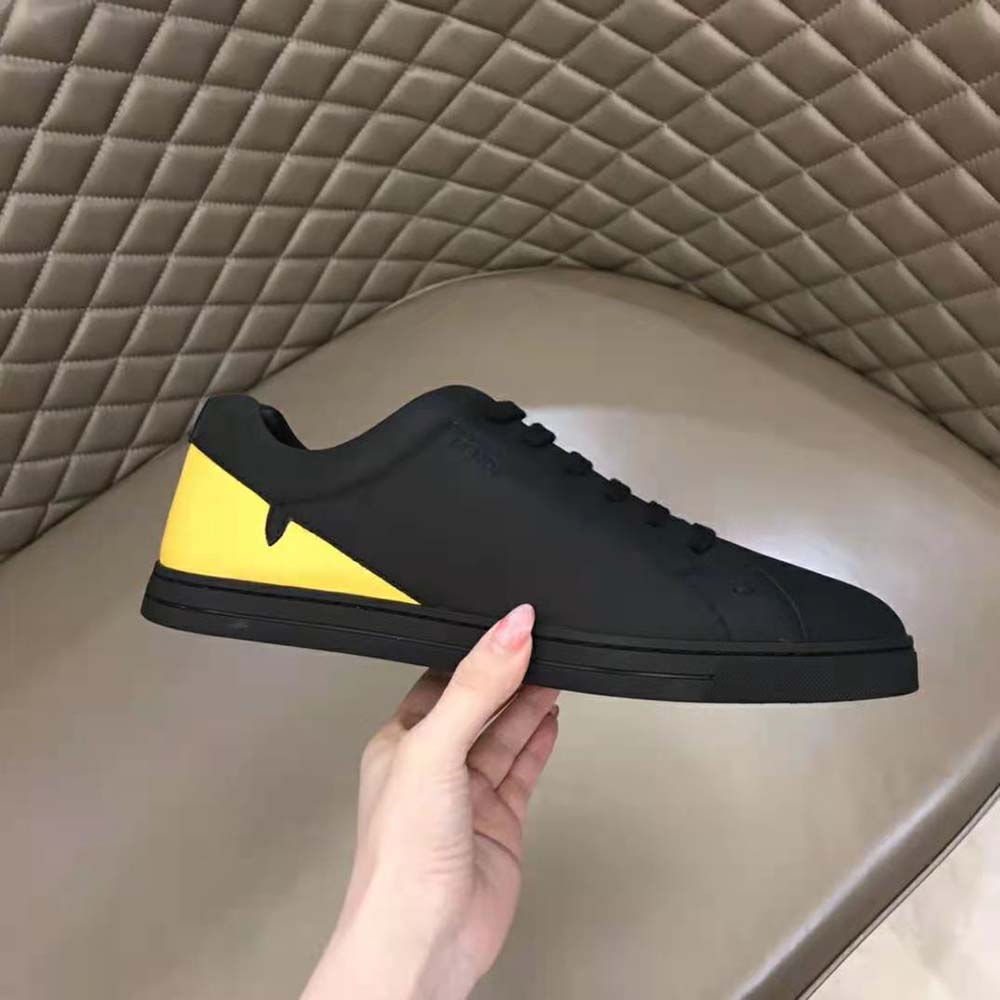 Fendi Men Sneakers Black Leather Low-Tops Rubber Cupsole 6 Fendi Men Sneakers Black Leather Low-Tops Rubber Cupsole - Image 6