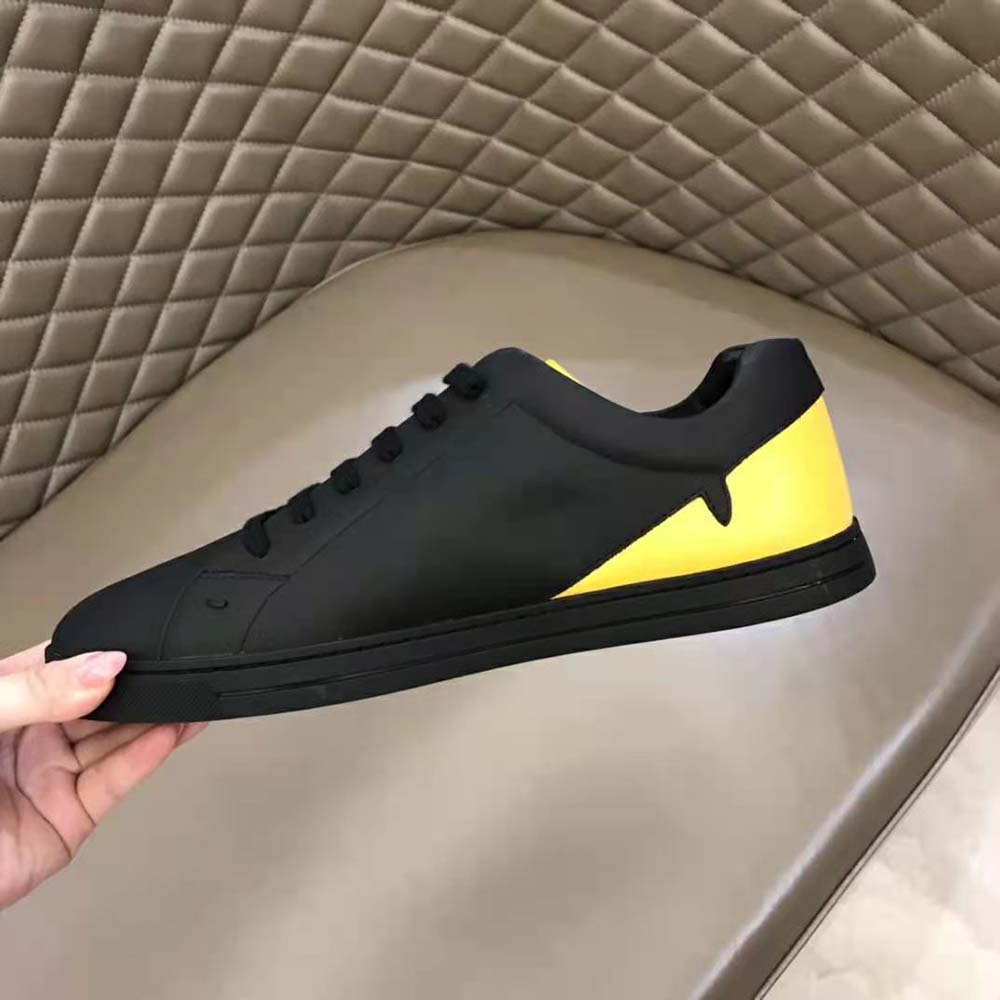 Fendi Men Sneakers Black Leather Low-Tops Rubber Cupsole 7 Fendi Men Sneakers Black Leather Low-Tops Rubber Cupsole - Image 7